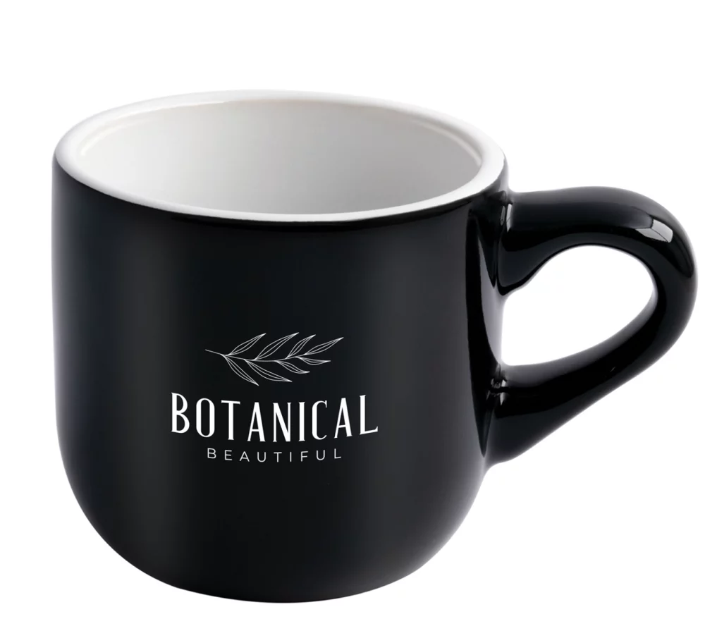 Wellington 11oz vitrified ceramic black/white cappuccino mug
