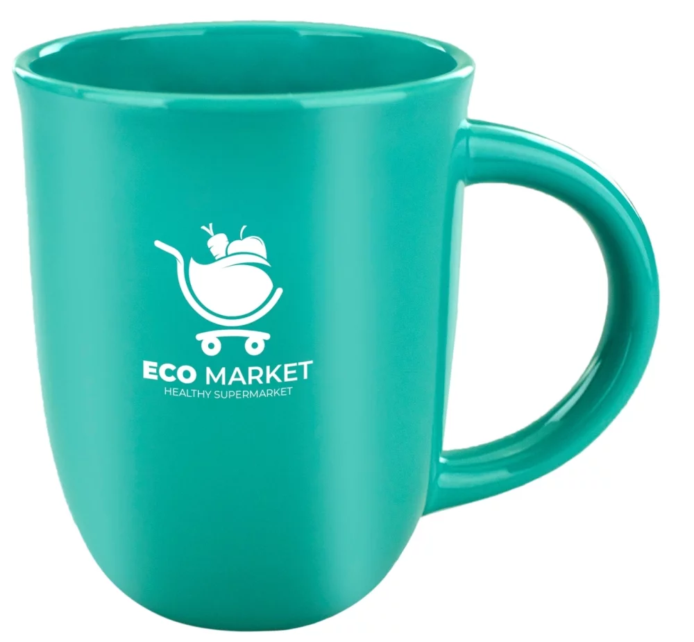 Tasse en céramique unie de couleur unie Salem 14 oz finition brillante aqua