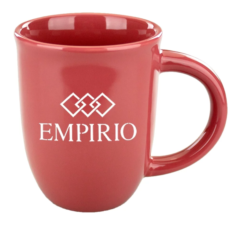 Mug en céramique unie de couleur corail, finition brillante, 14 oz.