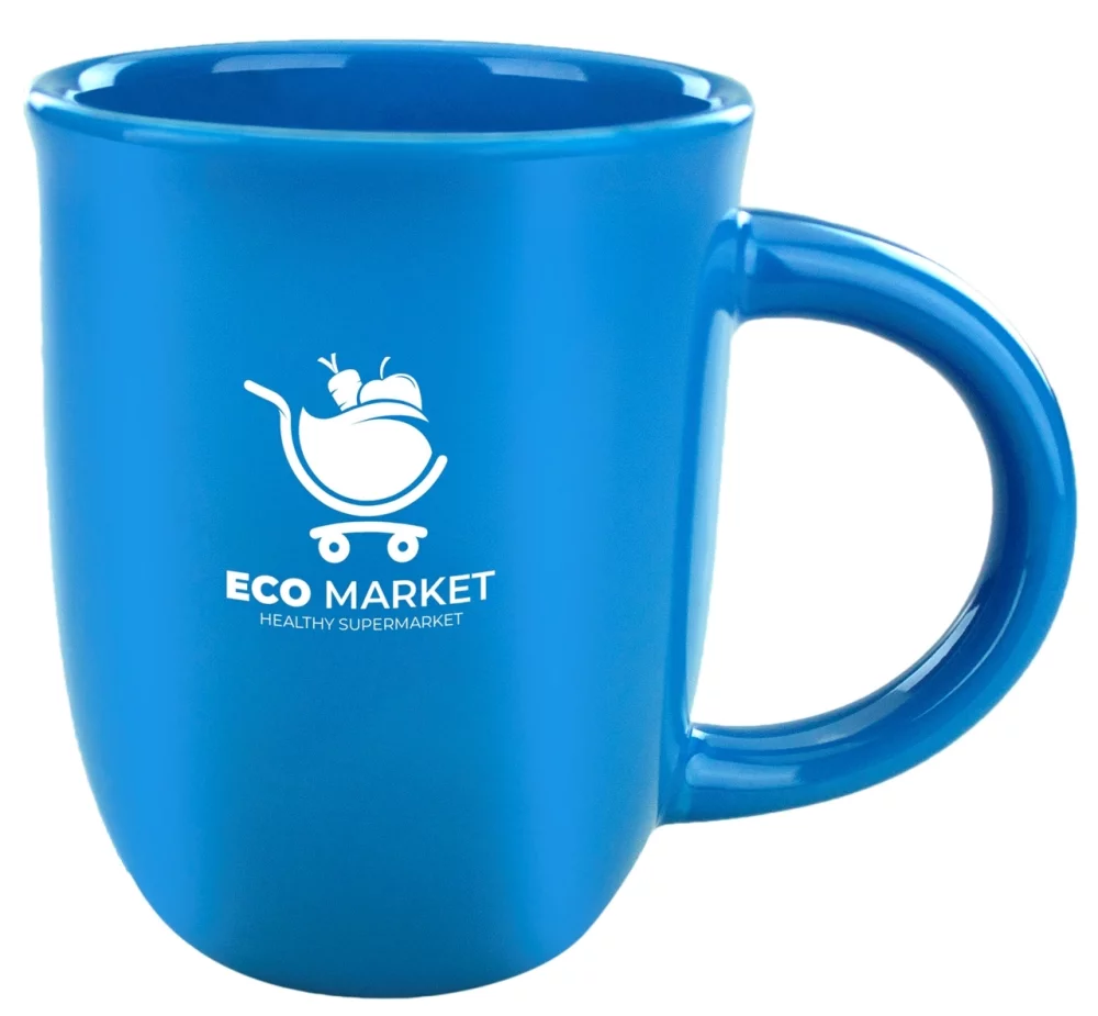Mug en céramique de couleur unie bleu ciel brillant Salem 14 oz