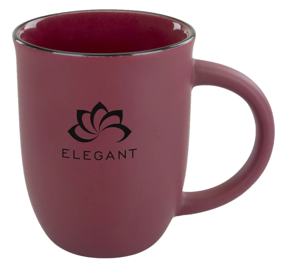 Tasse en céramique mate bordeaux Salem de 14 oz avec bordure noire