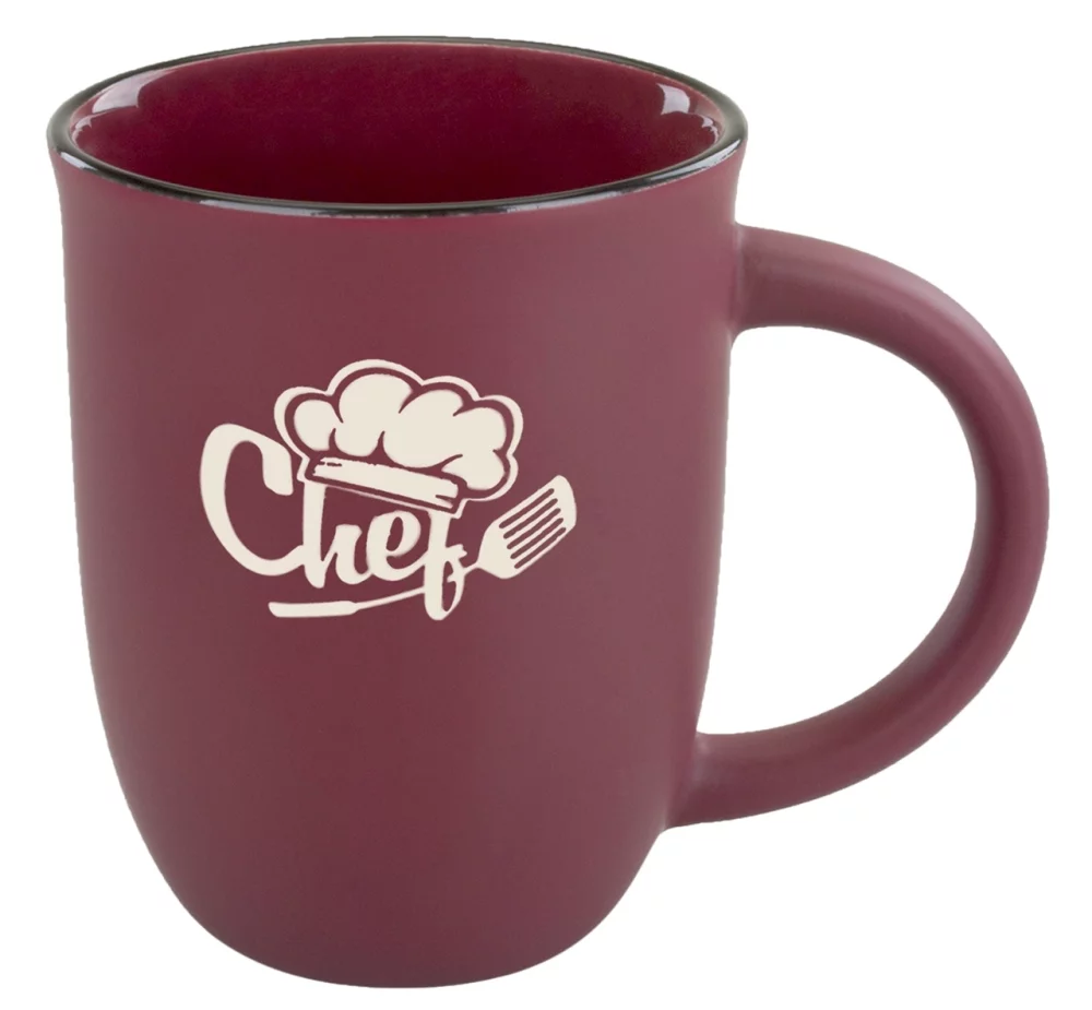 Tasse en céramique mate bordeaux Salem 14 oz avec bordure noire - Gravée