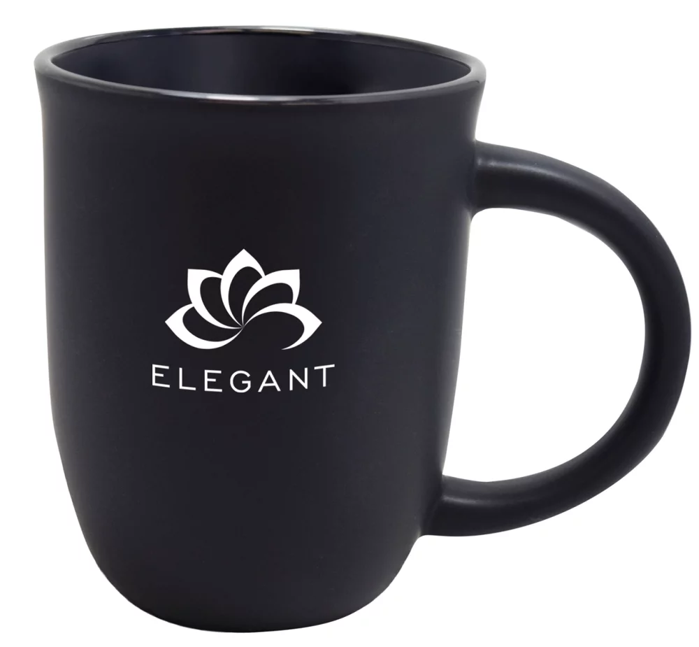 Tasse en céramique mate noire Salem 14 oz avec bordure noire