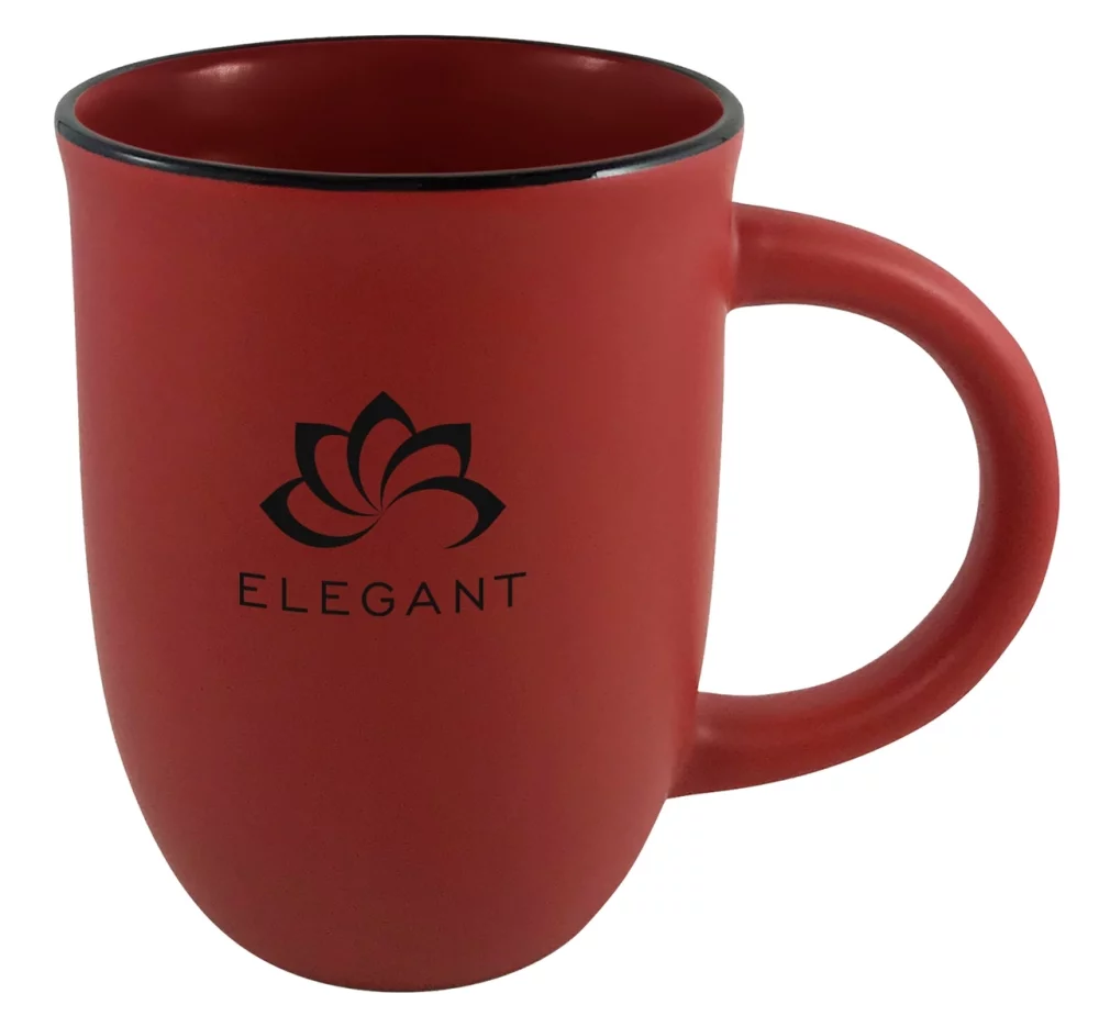 Tasse en céramique mate rouge Salem 14 oz avec bordure noire