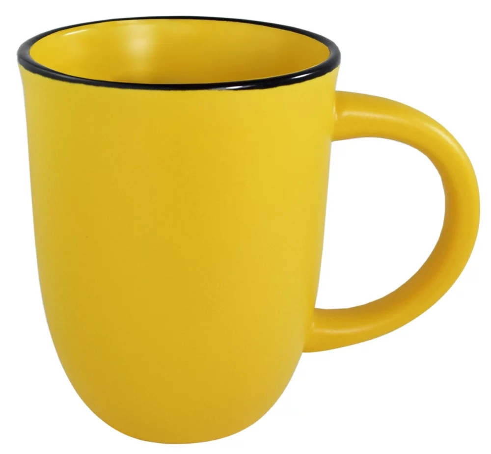 Tasse en céramique mate jaune Salem 14 oz avec bordure noire