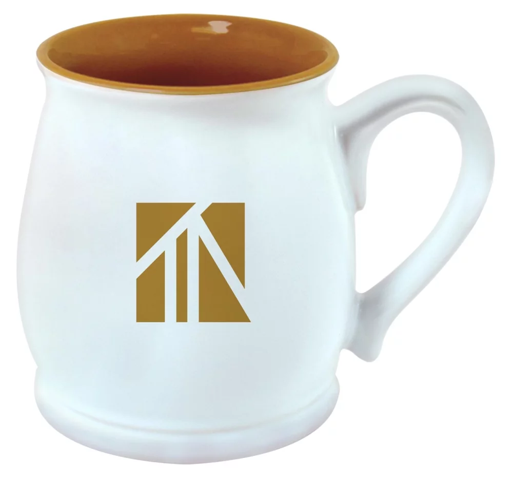 Bergen 2tone white/caramel 16oz mug in a Ripple gift box