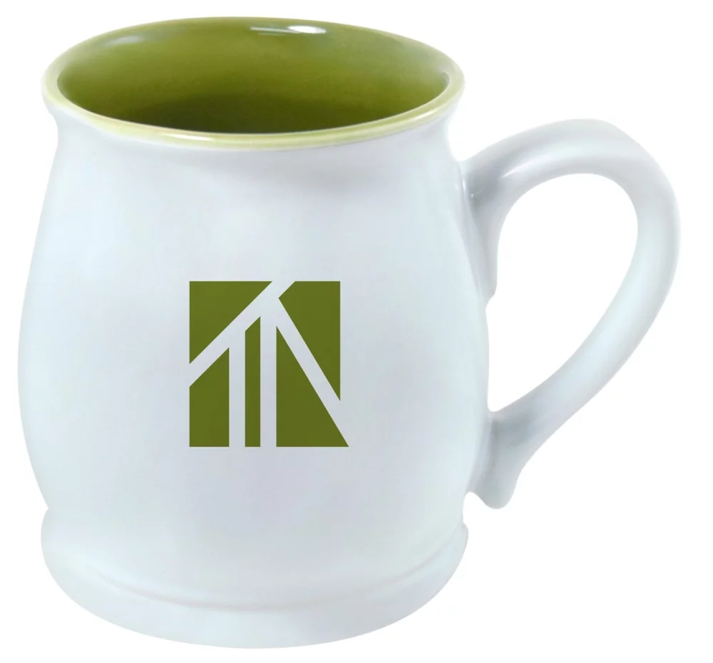 Mug Bergen 2 tons blanc/vert de 16 oz dans une boîte cadeau Ripple