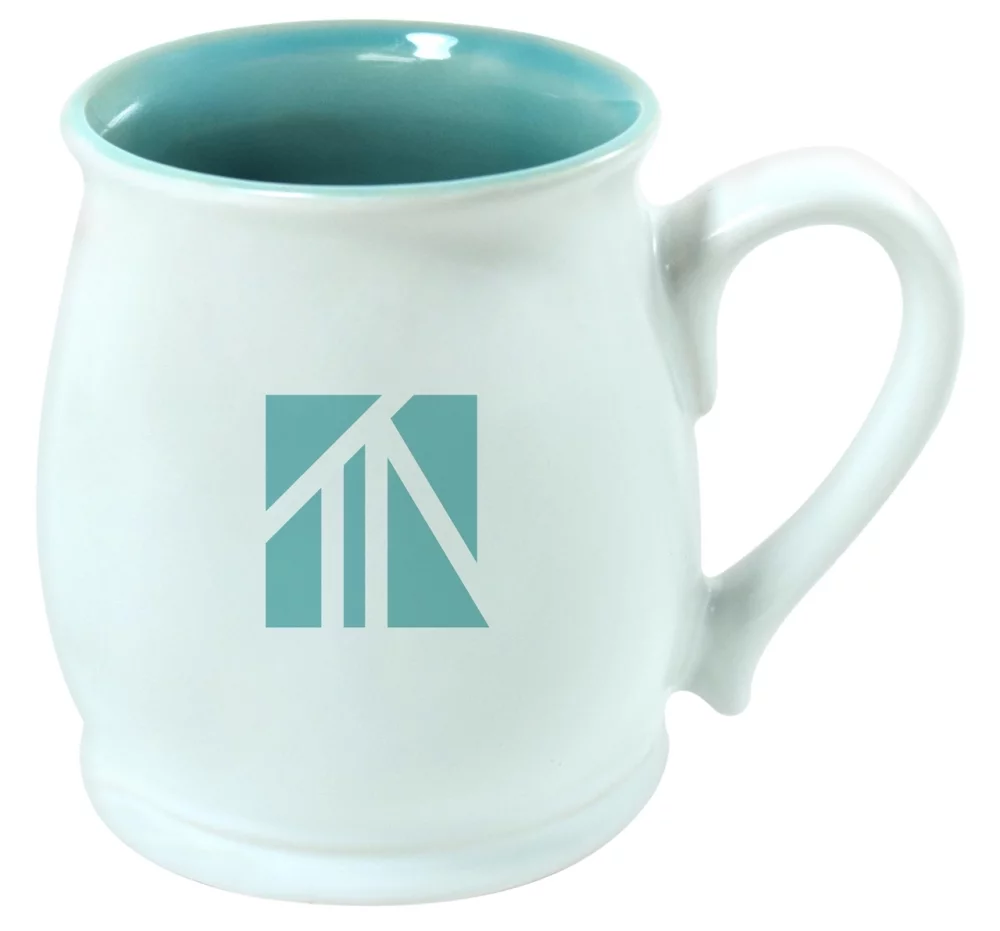 Bergen 2tone white/teal 16oz mug in a Ripple gift box
