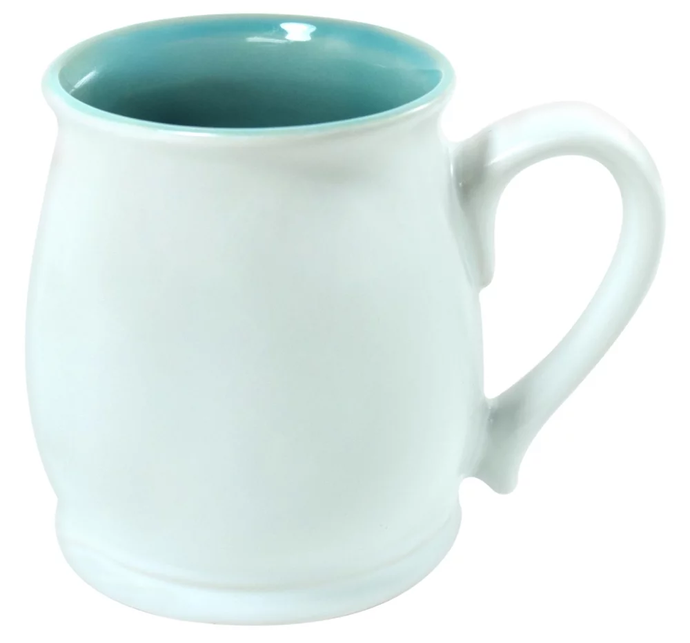 Bergen 2tone white/teal 16oz mug in a Ripple gift box