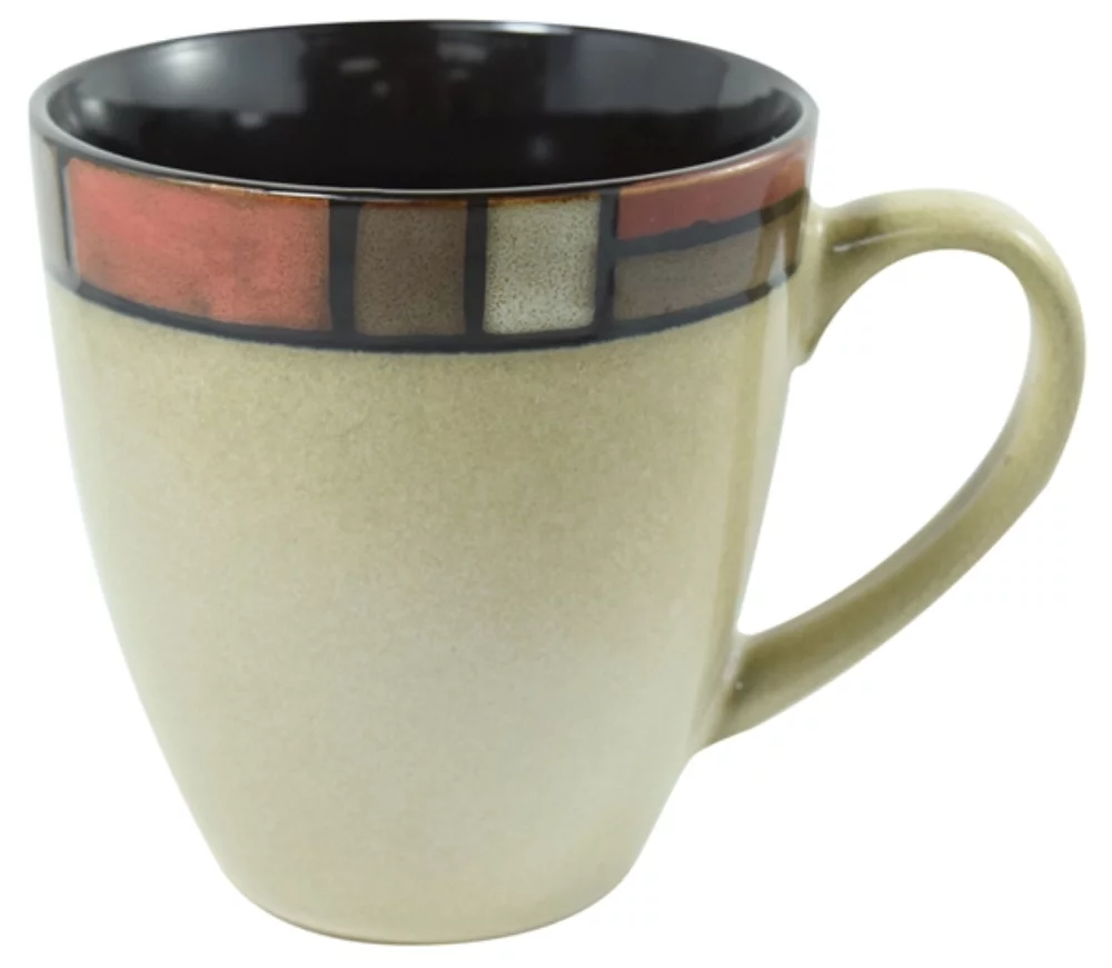 Tasse réactive Ravenna de 16 oz avec bordure en mosaïque rouge dans une boîte Ripple