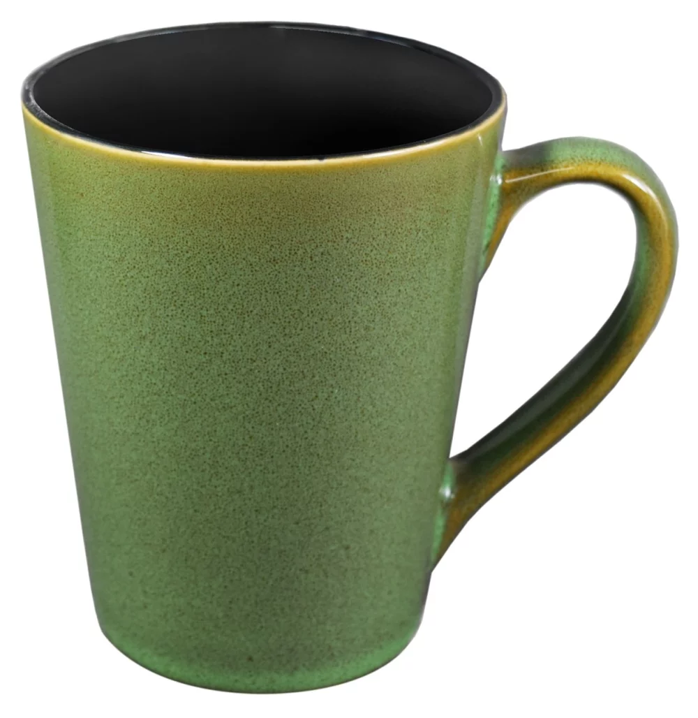 Dublin 15oz 2tone green/black mug in Ripple brown Gift box - Etched