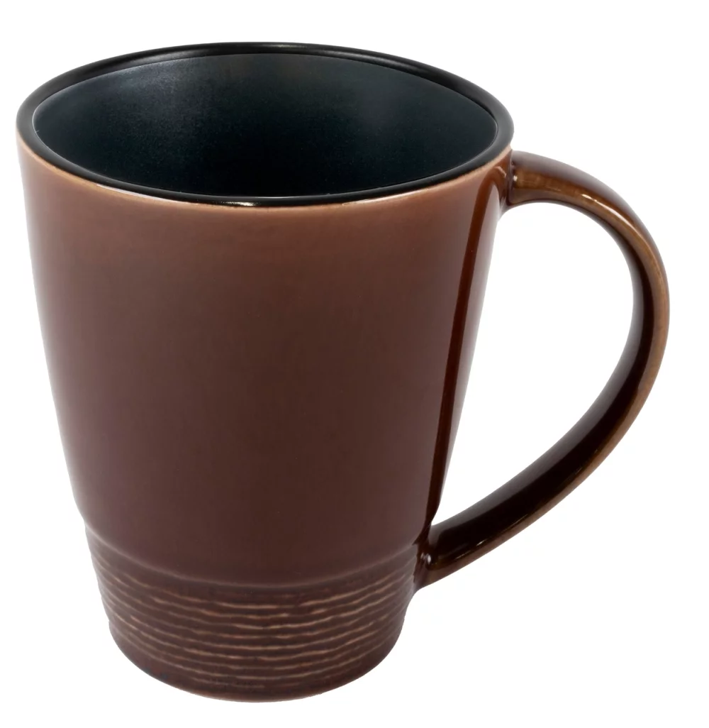 Mug en chambray 14 oz bicolore marron/noir - Gravé