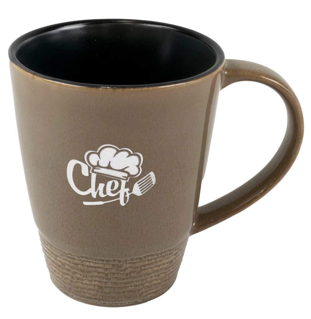 Tasse chambray 14 oz bicolore moka/noir - Gravée