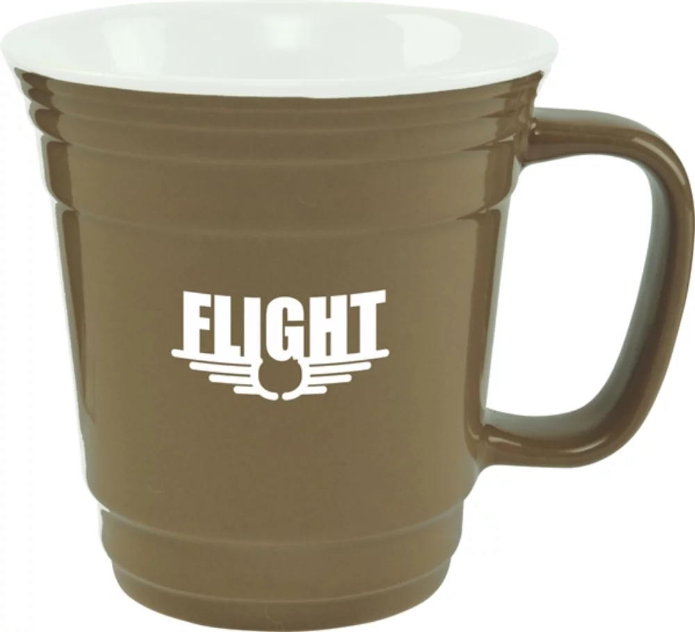Tasse Fiesta 13,4 oz bicolore marron clair/blanc dans une boîte cadeau Ripple