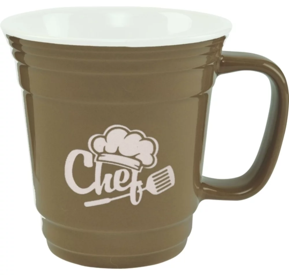 Fiesta 13.4oz 2tone light brown/white mug in Ripple gift box