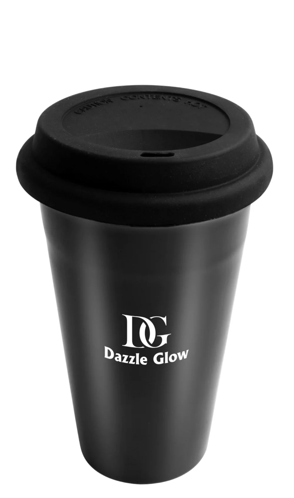 ~ Sheffield 10oz double wall ceramic tumbler, black with black silicone lid