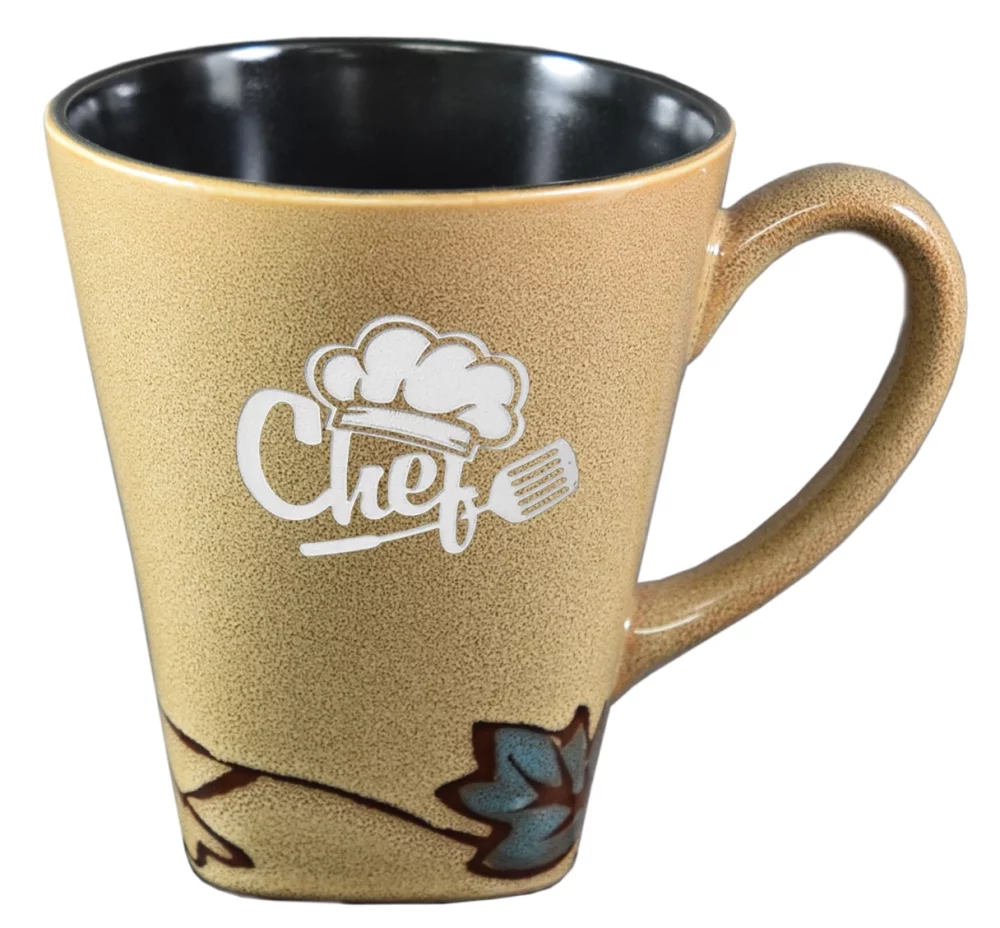 Tasse de 16 oz en deux tons caramel/noir "Vines" dans une boîte cadeau feuille noire - Gravée