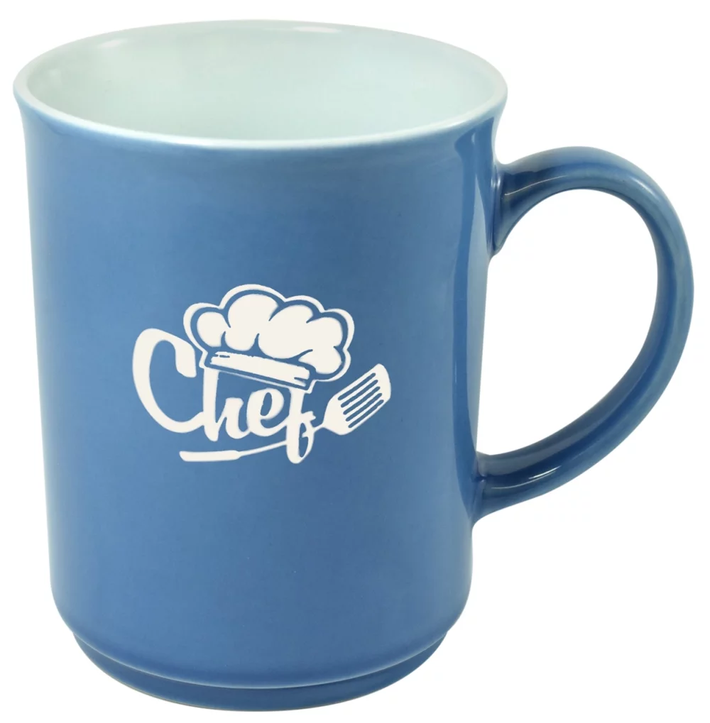 Tasse bleue/blanche 2 tons de 14 oz de Chypre dans une boîte cadeau Ripple - Gravée