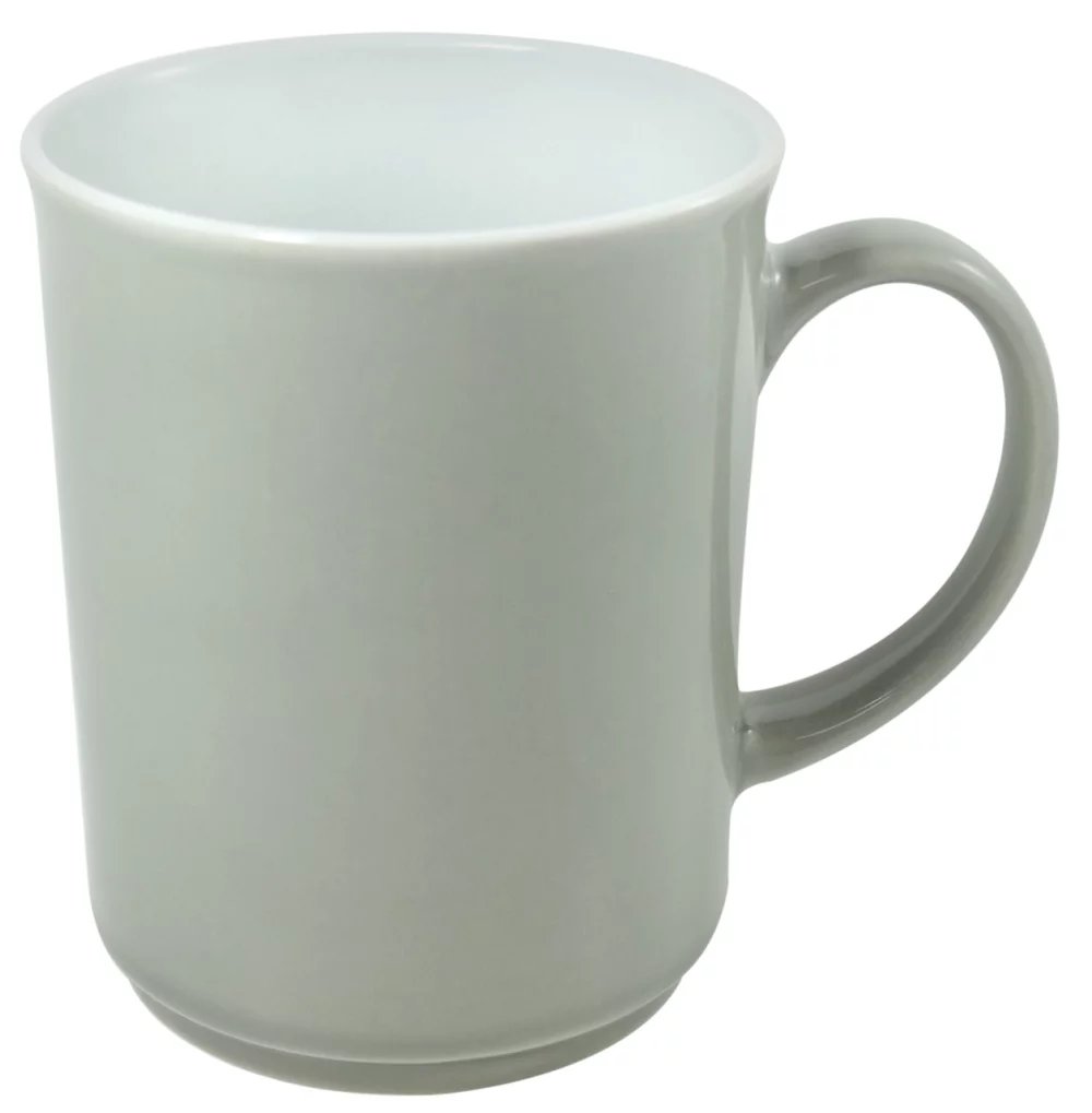 ~ Cyprus 2tone stone/white 14oz mug set of 2 in Jet gift box