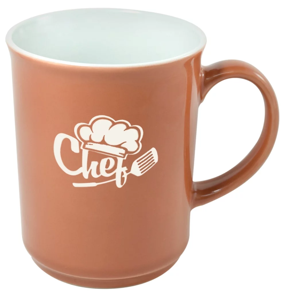 Mug en terre cuite bicolore terracotta/blanc de 14 oz de Chypre dans une boîte-cadeau Ripple - Gravé