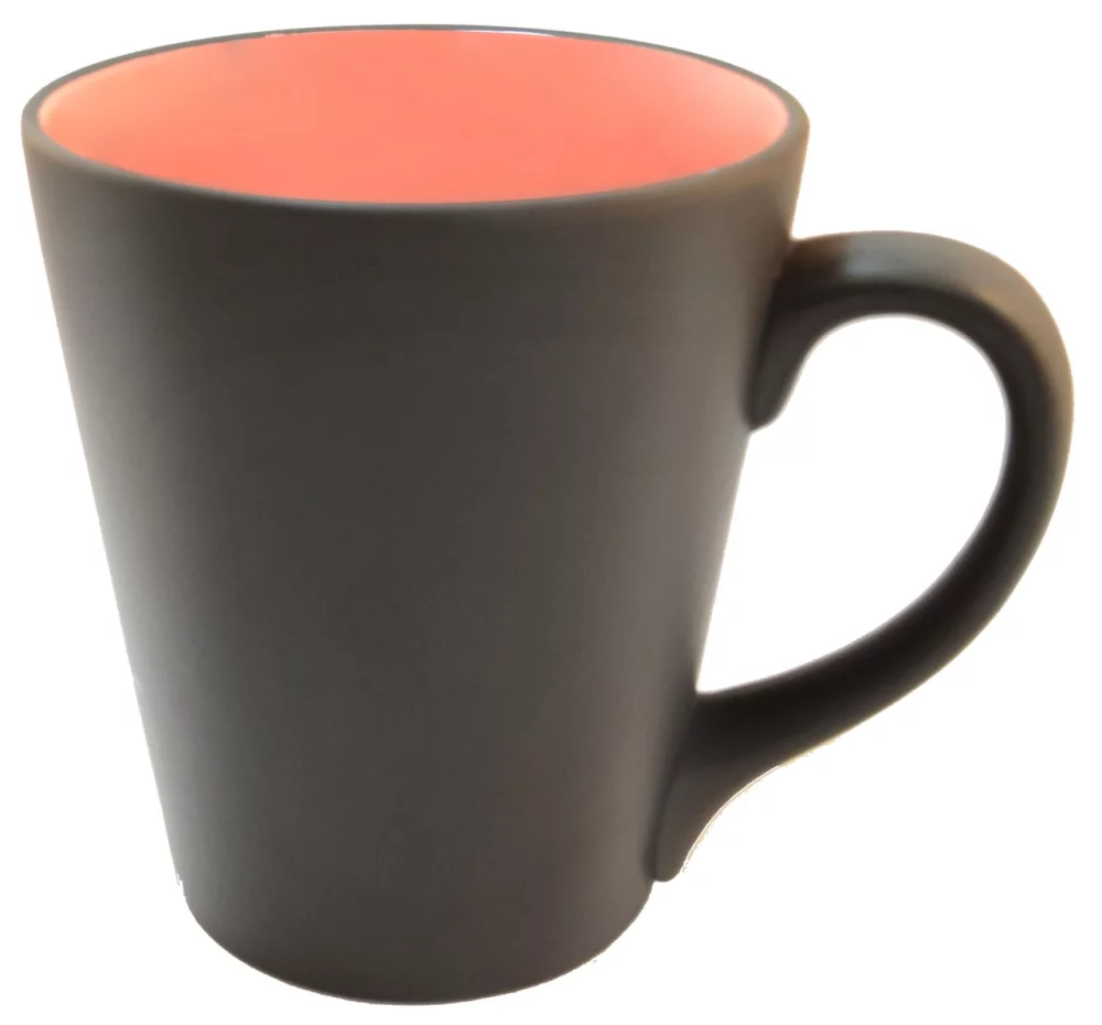 Tasse grise/nacrée de 12 oz, extérieur mat rose nacré à l'intérieur