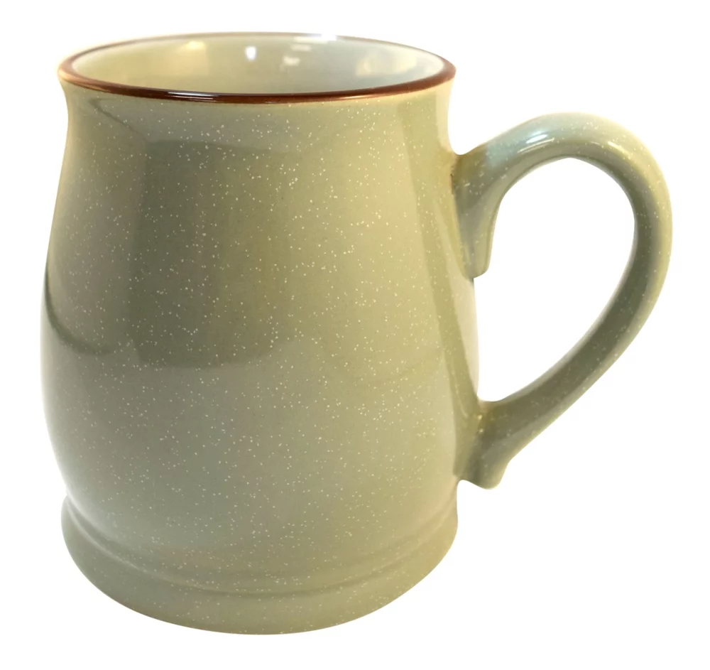 Tasse en céramique réactive Gibson de 16 oz, vert/marron moucheté.