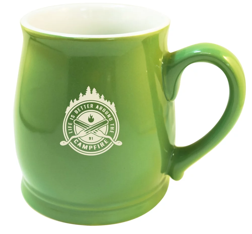 Gibson 16oz reactive glaze ceramic mug lime green/white