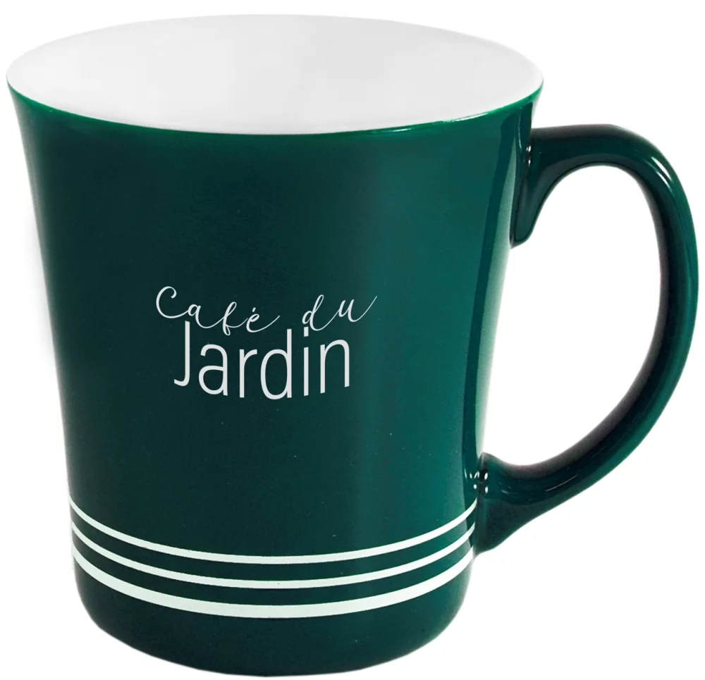 Entonnoir 16 oz tasse extérieur vert/intérieur blanc avec 3 bandes.