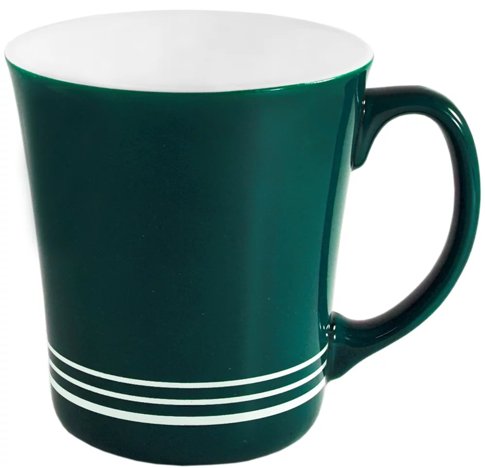 Funnel 16oz mug green exterior/white interior with 3 bands
