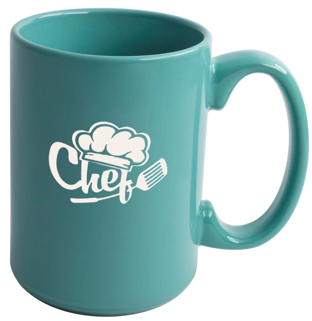 Tasse en céramique aqua de 15 oz - Gravée