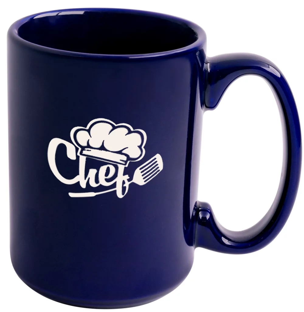 Mug en céramique bleue de 15 oz - Gravé