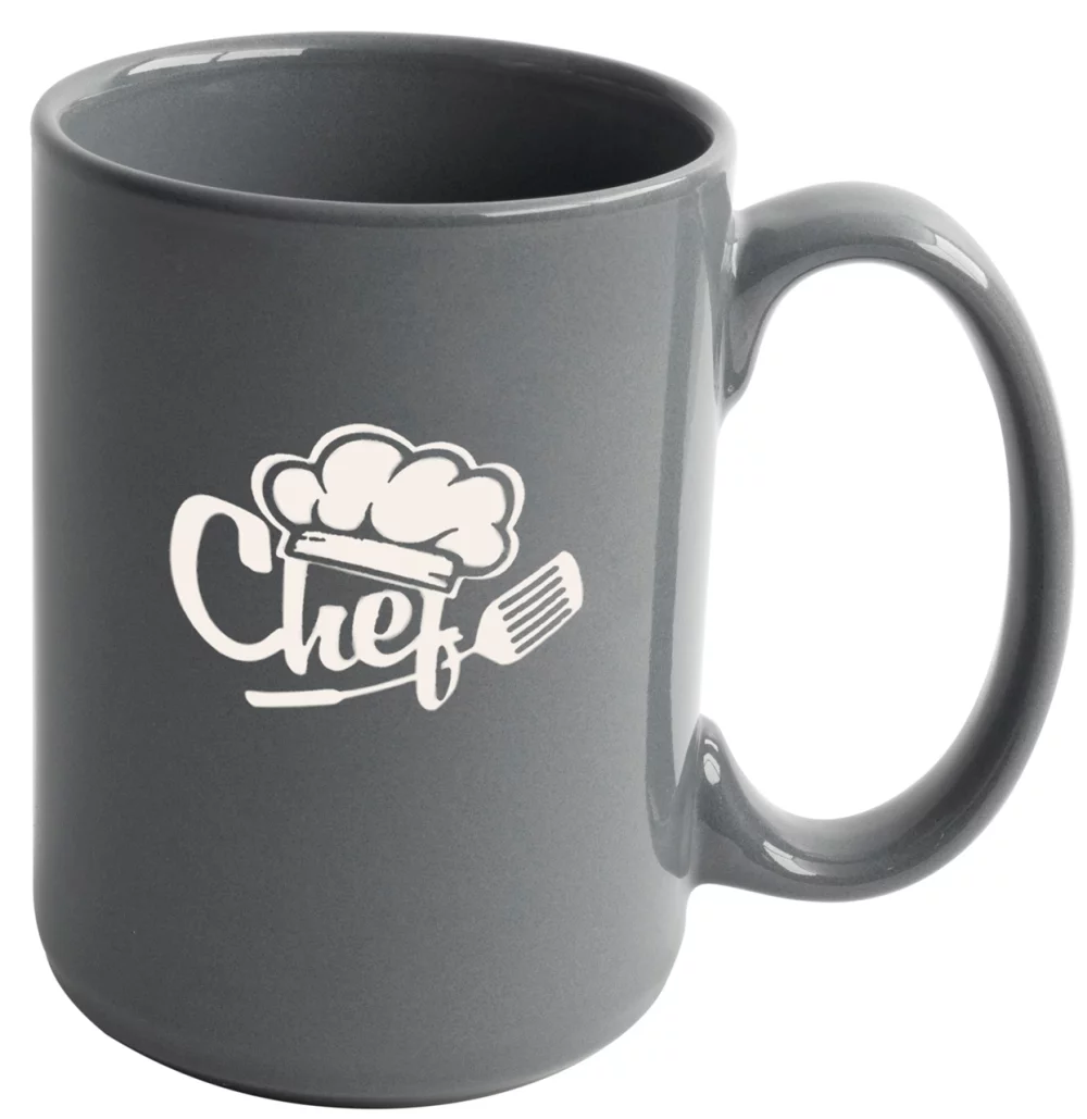 Jumbo 15oz light grey ceramic mug - Etched