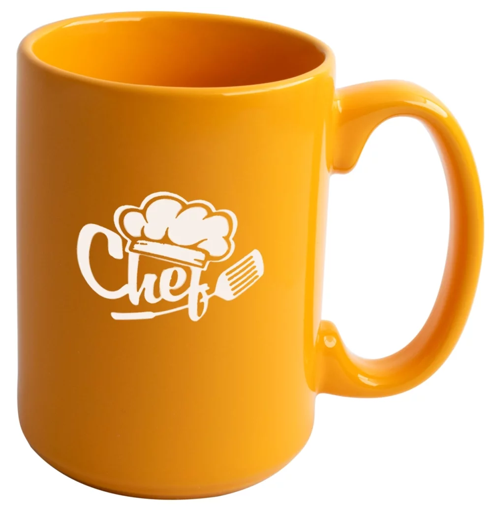 Mug en céramique moutarde de 15 oz - Gravé