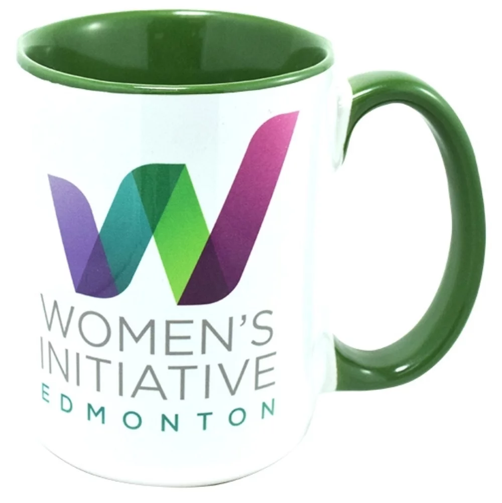 Hinton 14oz 2tone white/green Sublimation mug in Ripple brown gift box