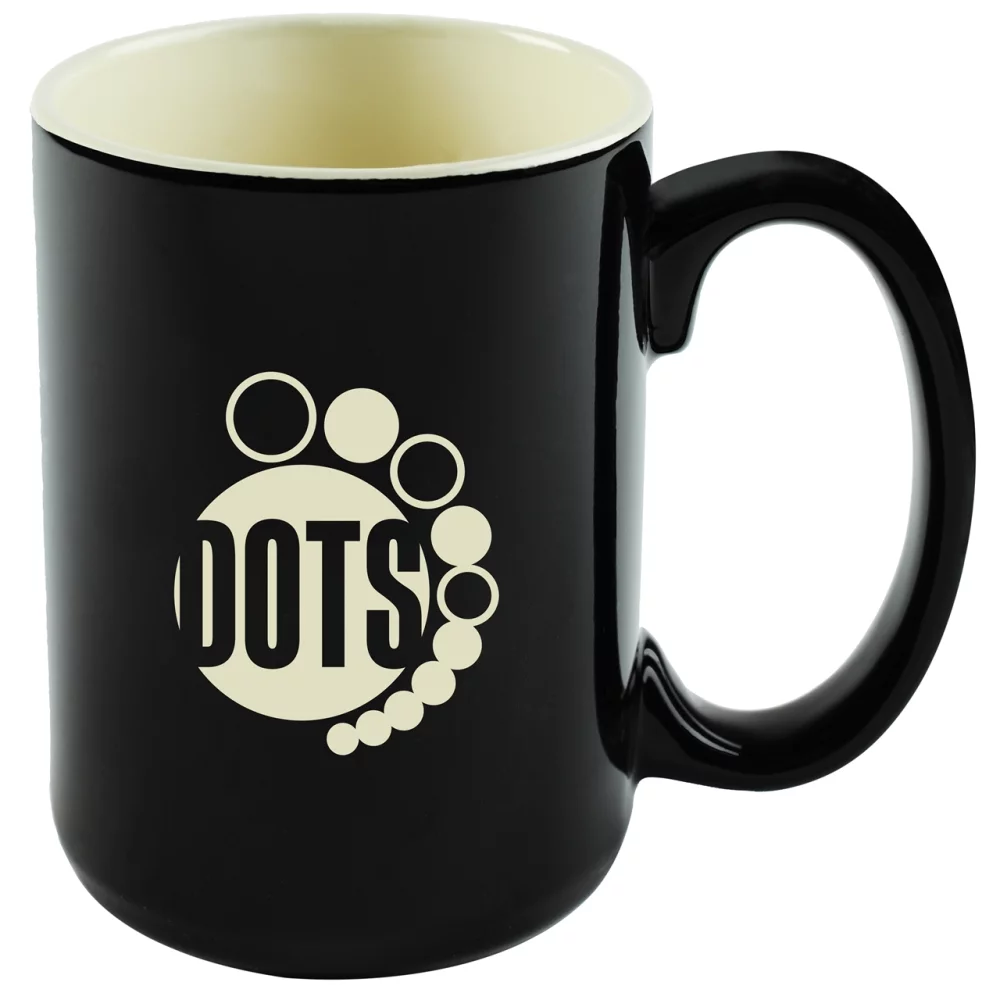 Tasse Hanna 14 oz bicolore noir/crème dans une boîte cadeau Ripple