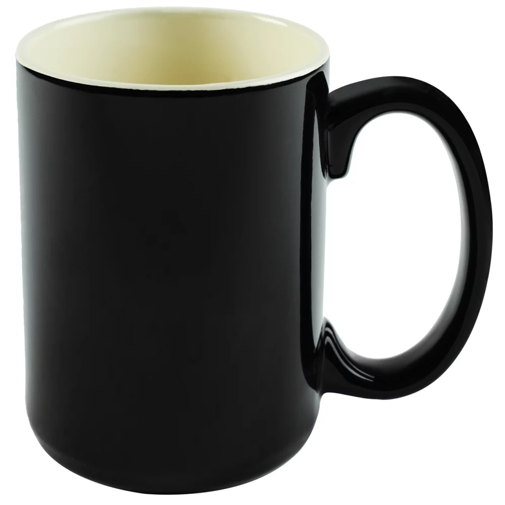 Tasse Hanna 14 oz bicolore noir/crème dans une boîte cadeau Ripple