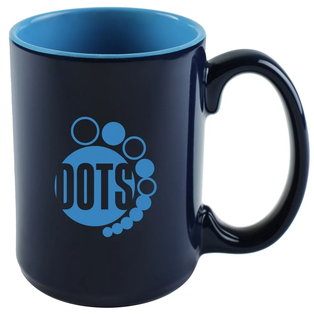 Tasse Hanna 14 oz bleue bicolore dans une boîte cadeau Ripple