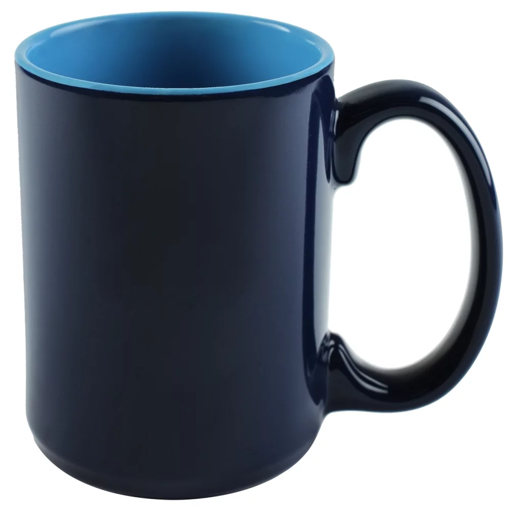 ~ Hanna 14oz 2tone blue mug set of 2 in Jet gift box