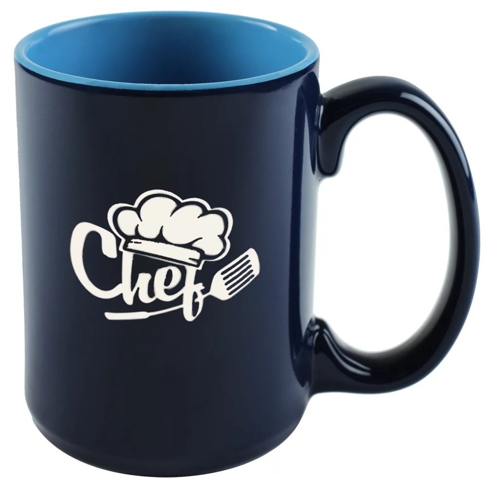 Tasse Hanna 14 oz bleu bicolore dans une boîte cadeau Ripple - Gravée