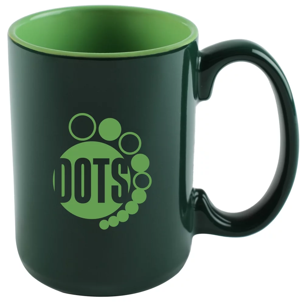 Hanna 14oz 2tone green mug in Ripple gift box