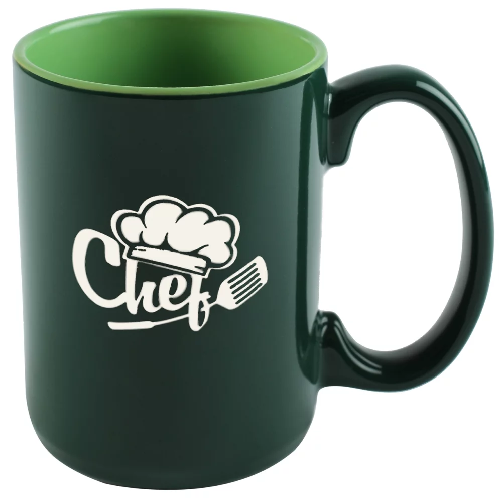 Tasse Hanna 14 oz bicolore vert dans une boîte cadeau Ripple - Gravée