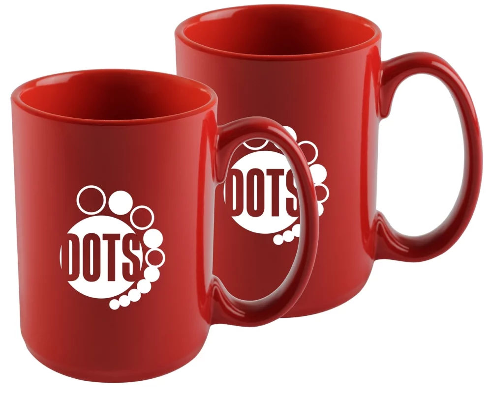 ~ Hanna 14oz 2tone red mug set of 2 in Jet gift box