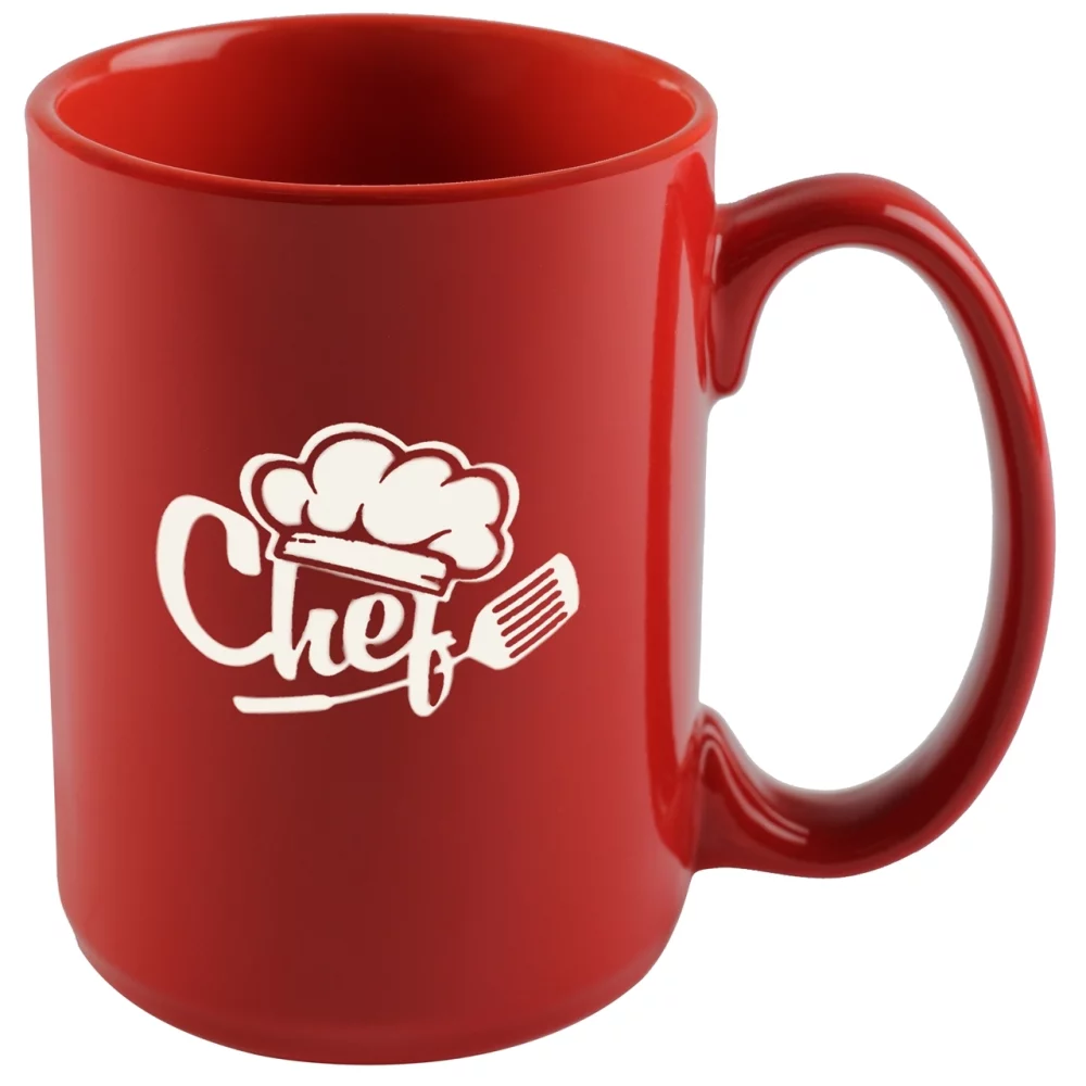 Tasse rouge bicolore Hanna 14 oz dans une boîte cadeau Ripple - Gravée