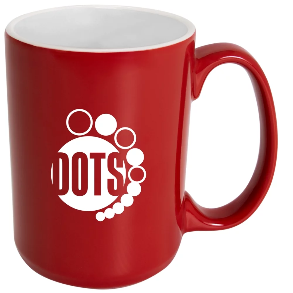Hanna 14oz 2tone red/white mug in Ripple gift box