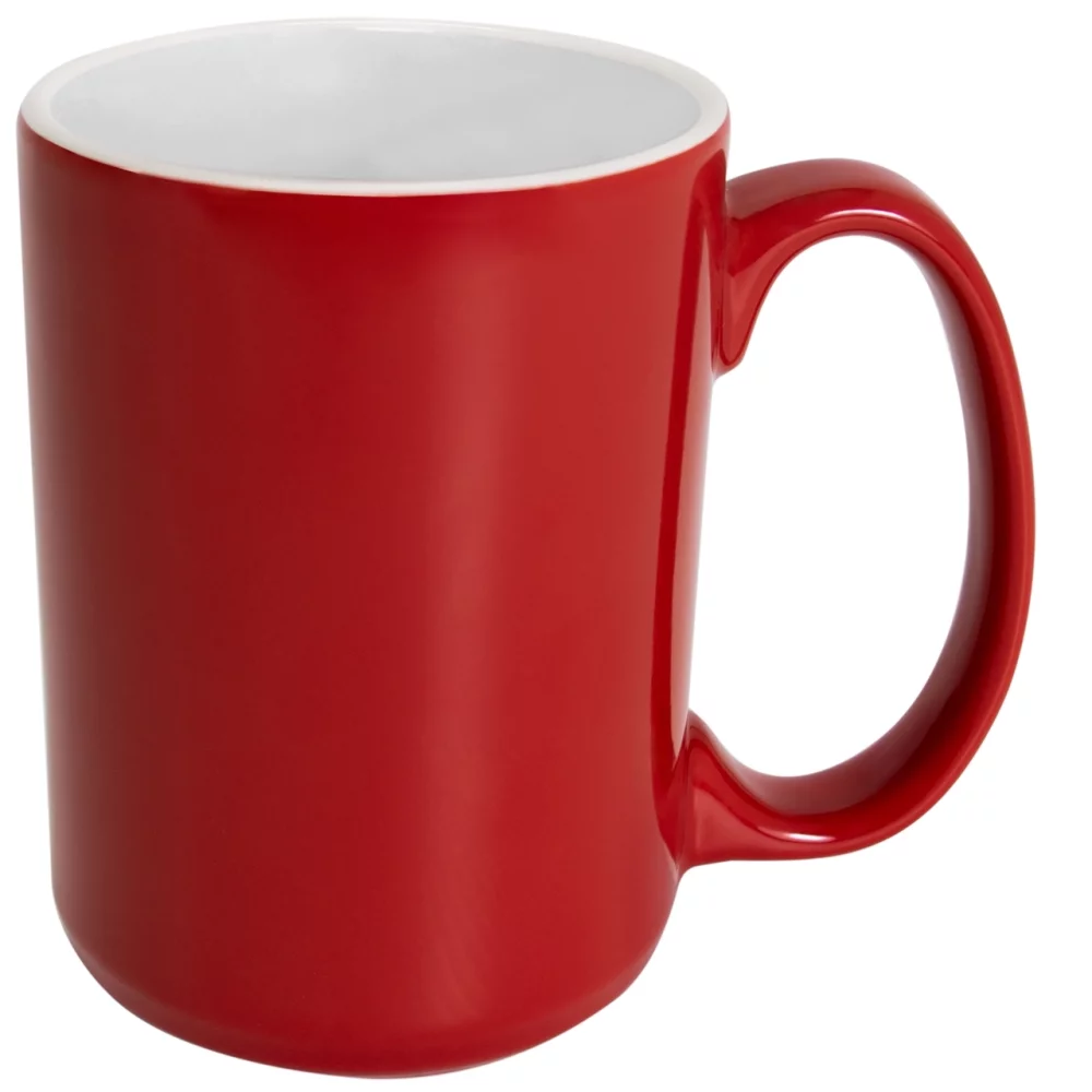 Hanna 14oz 2tone red/white mug in Ripple gift box