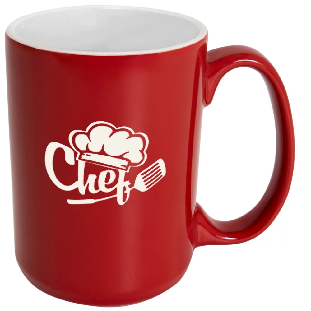 Tasse Hanna 14 oz bicolore rouge/blanc dans une boîte cadeau Ripple - Gravée