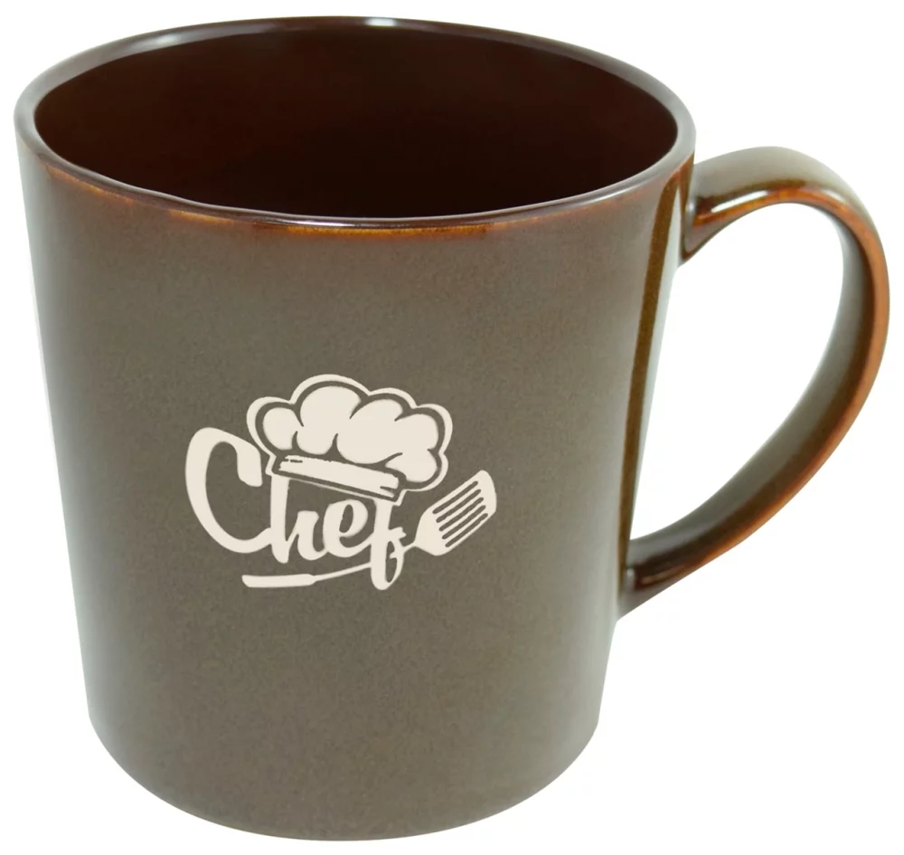 Lenny 16oz reactive brown mug in Ripple gift box - Etched
