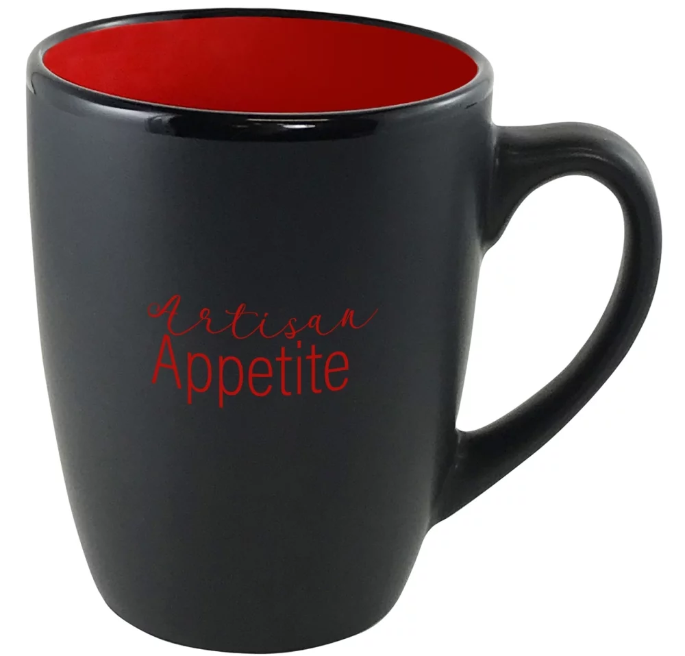 Mug Cottager 12oz noir mat avec intérieur rouge