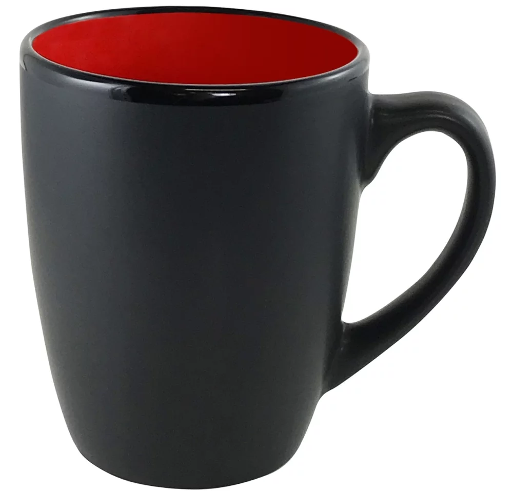 Mug de 12 oz en noir mat avec intérieur rouge - Gravé