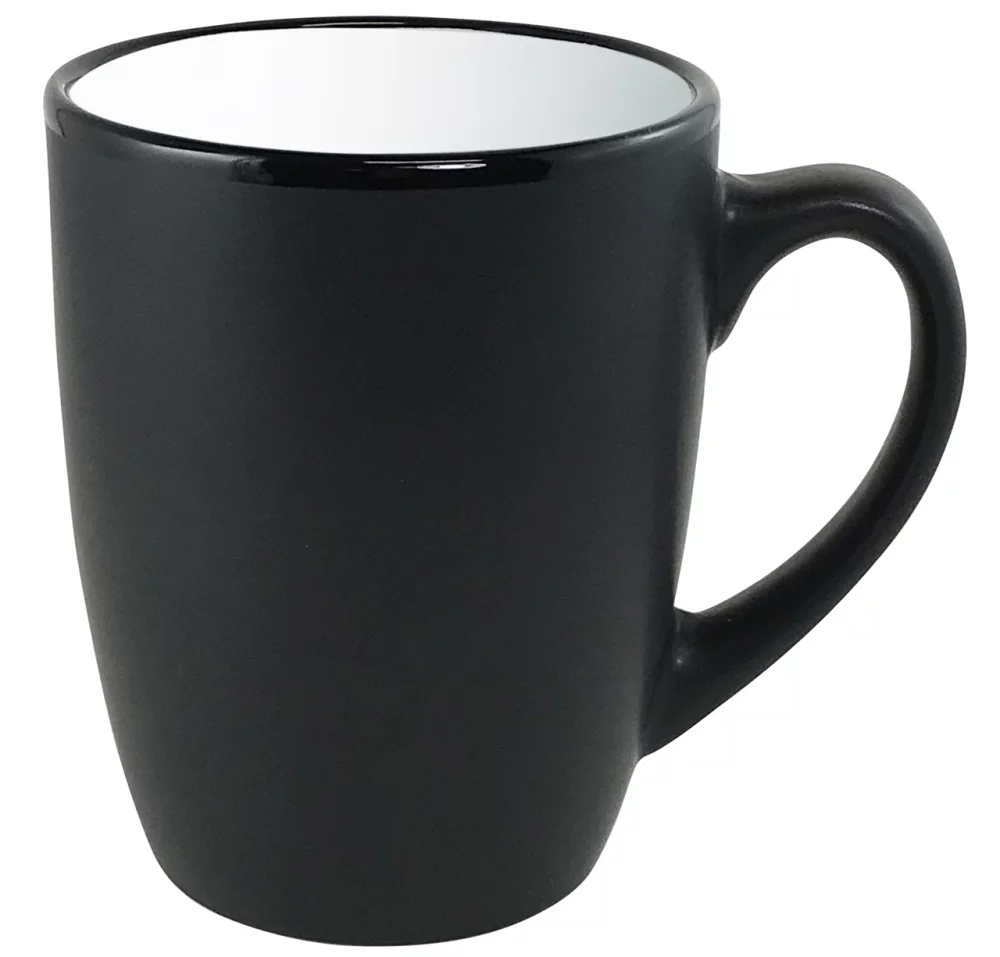 Tasse mate noire de 12 oz avec intérieur blanc S/2 dans une boîte cadeau Mystique